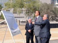 President Ilham Aliyev examines construction progress in 2-4 km section of Baku-Alat highway (PHOTO)
